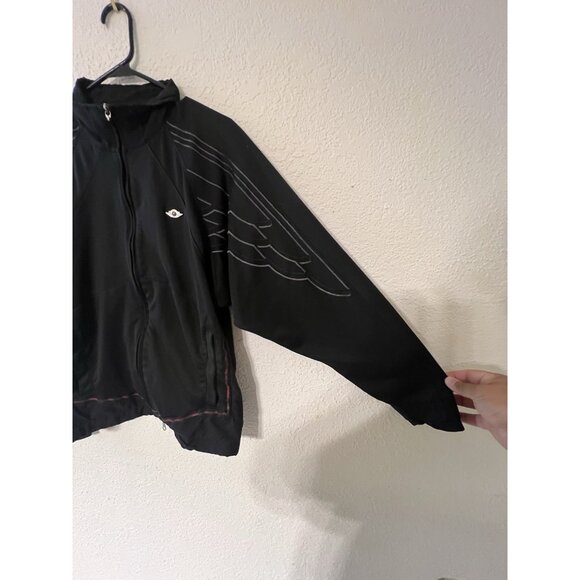 Vintage Jordan Jacket Mens Medium Black Track Full Zip Long Sleeve Wings - Picture 4 of 11